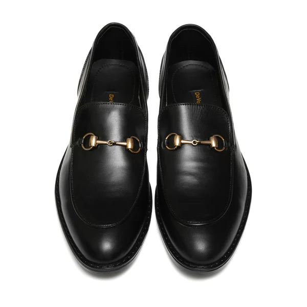 BLACK COW LEATHER HORSE BIT FORMAL LOAFER