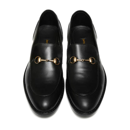 BLACK COW LEATHER HORSE BIT FORMAL LOAFER