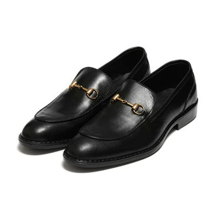 BLACK COW LEATHER HORSE BIT FORMAL LOAFER