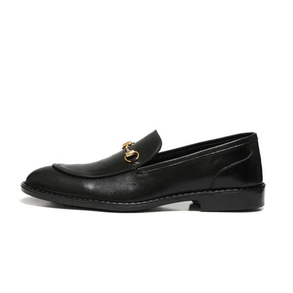 BLACK COW LEATHER HORSE BIT FORMAL LOAFER